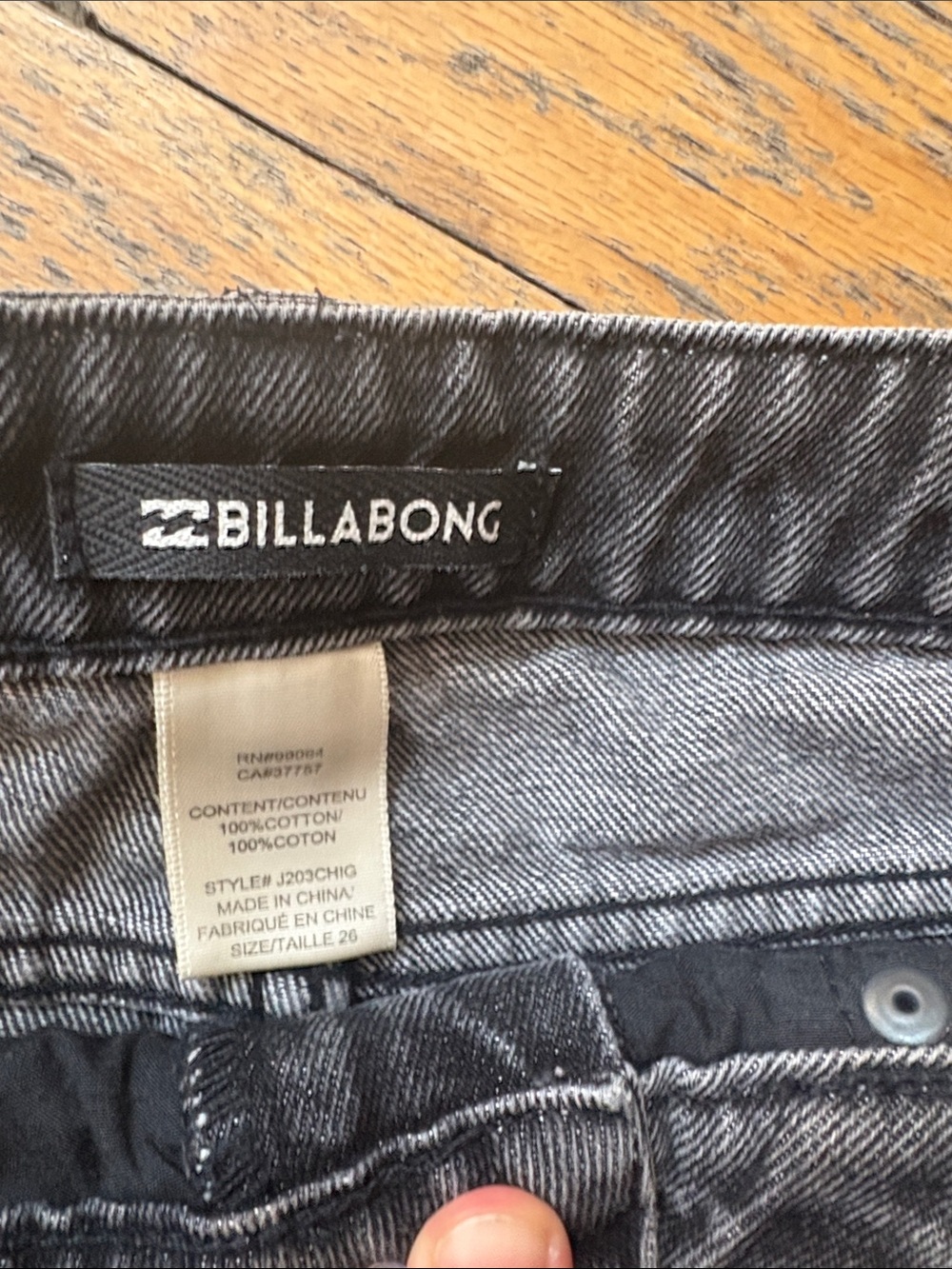 Billabong Women's Charcoal Black Rolled Hem Jean Shorts - Picture 2 of 3